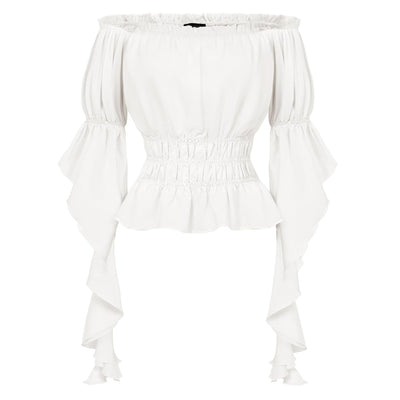 Renaissance Style Ruffle Sleeve Off Shoulder Peplum Blouse