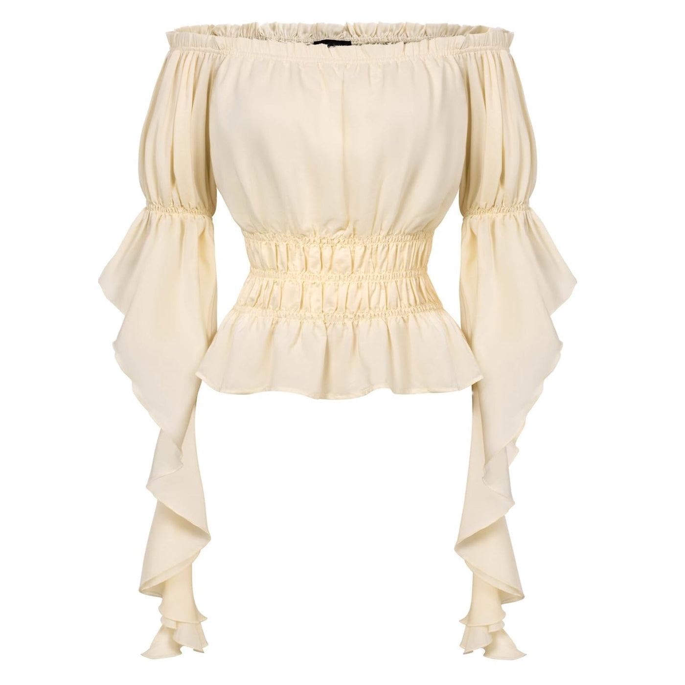 Renaissance Style Ruffle Sleeve Off Shoulder Peplum Blouse