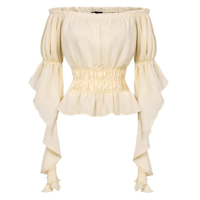 Renaissance Style Ruffle Sleeve Off Shoulder Peplum Blouse