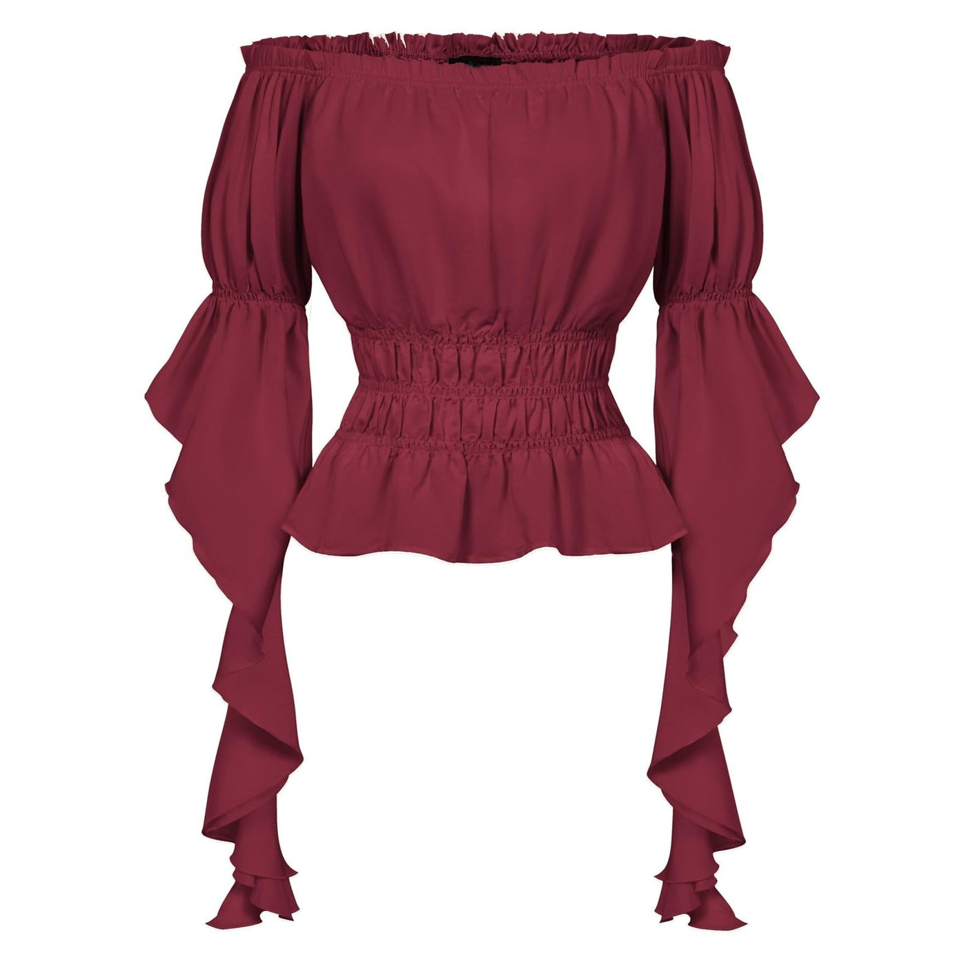 Renaissance Style Ruffle Sleeve Off Shoulder Peplum Blouse