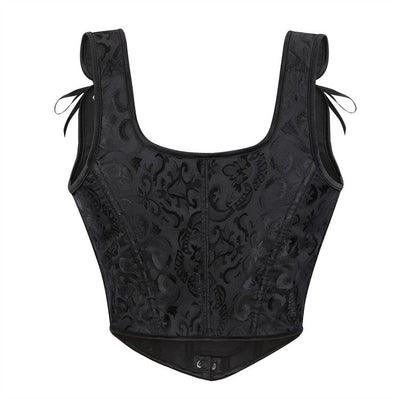 Retro Jacquard Lace-up Corset U-back Vest