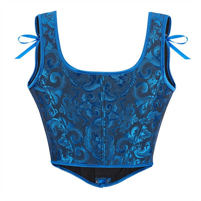 Retro Jacquard Lace-up Corset U-back Vest