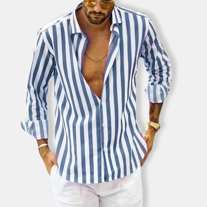 Herren Gestreiftes Langarm Hemd | Lässig