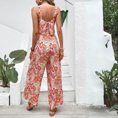 Keerstin - Ärmellos Mit Blumendruck & Weitem Bein  Damen Sommer Jumpsuit