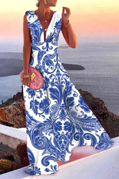 Heidi-Mode | Maxi Kleid Mit Tiefem V-Ausschnitt