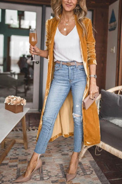 Heidi-Mode | Stilvolle Samt Lange Jacke