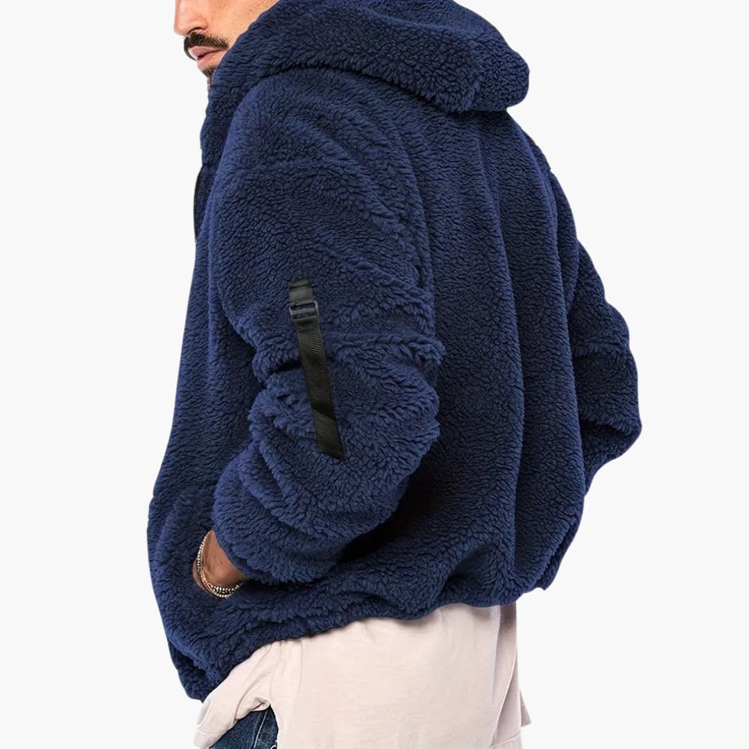 Herren Teddy jacke mit Reißverschluss und langen Ärmeln