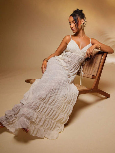 Kiora | Spaghettiträger-Maxikleid Mit Seitenschnürung