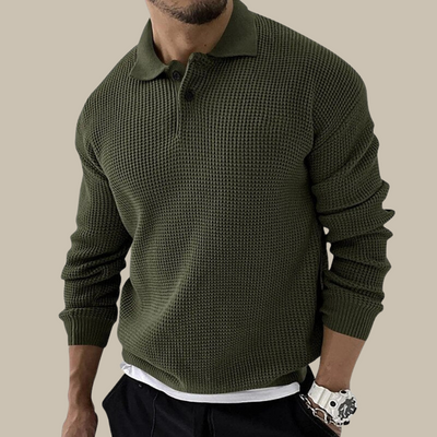 Poloshirt für Herren - Dünn gestricktes Langarm-Poloshirt für den Sommer