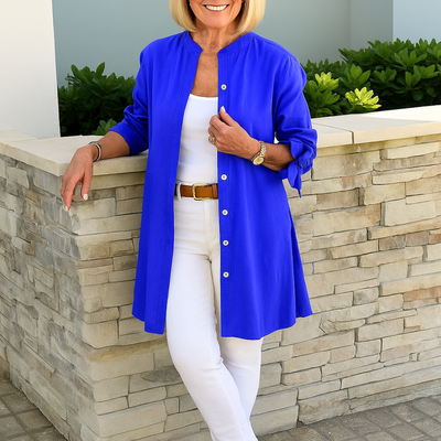 Louise™ | Schlichte Hemdbluse mit Schleifenärmeln