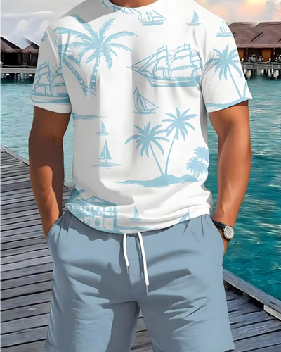 CALENO – Sommer-T-Shirt mit maritimem Print für Herren