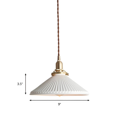 JapandiBeam Light - Japanischer Keramik-Pendelleuchte mit Rillenmuster