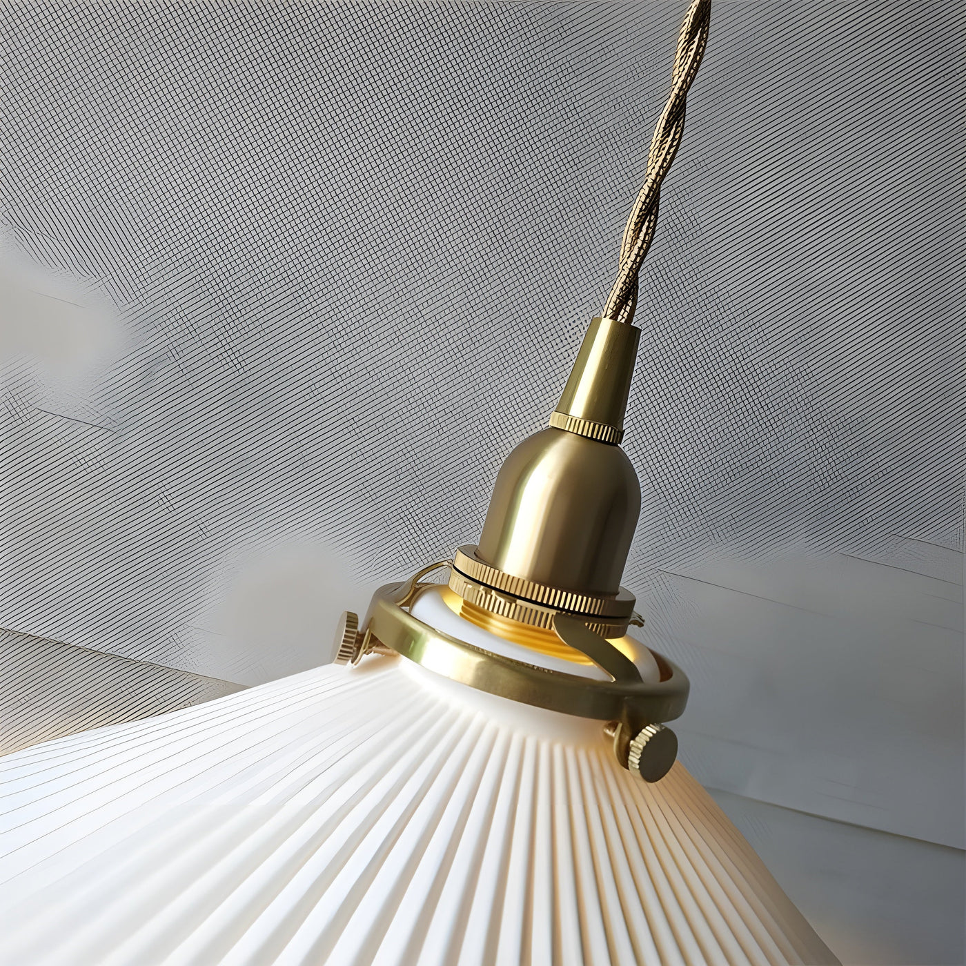 JapandiBeam Light - Japanischer Keramik-Pendelleuchte mit Rillenmuster