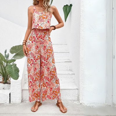 Keerstin - Ärmellos Mit Blumendruck & Weitem Bein  Damen Sommer Jumpsuit