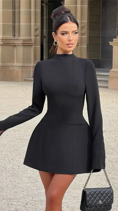 Eleanor - Elegantes Minikleid mit langen Ärmeln