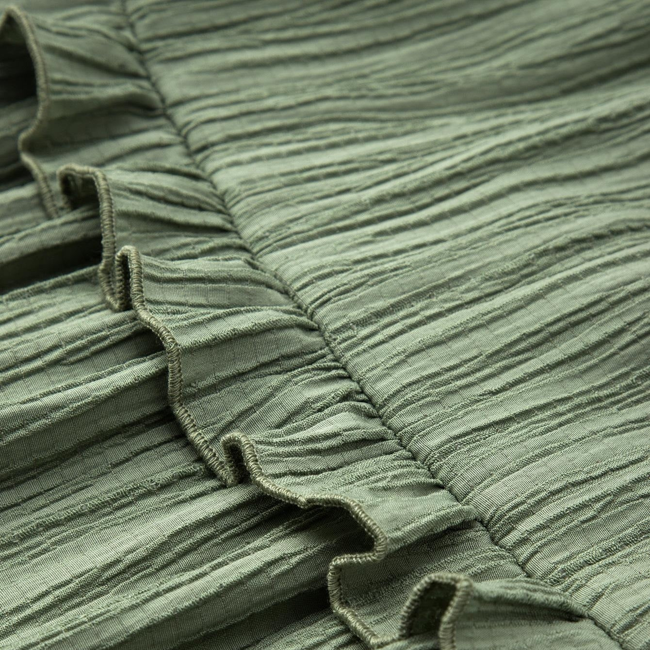 Retro Vintage Medieval Solid Maxi Skirt with Ruffle Trim