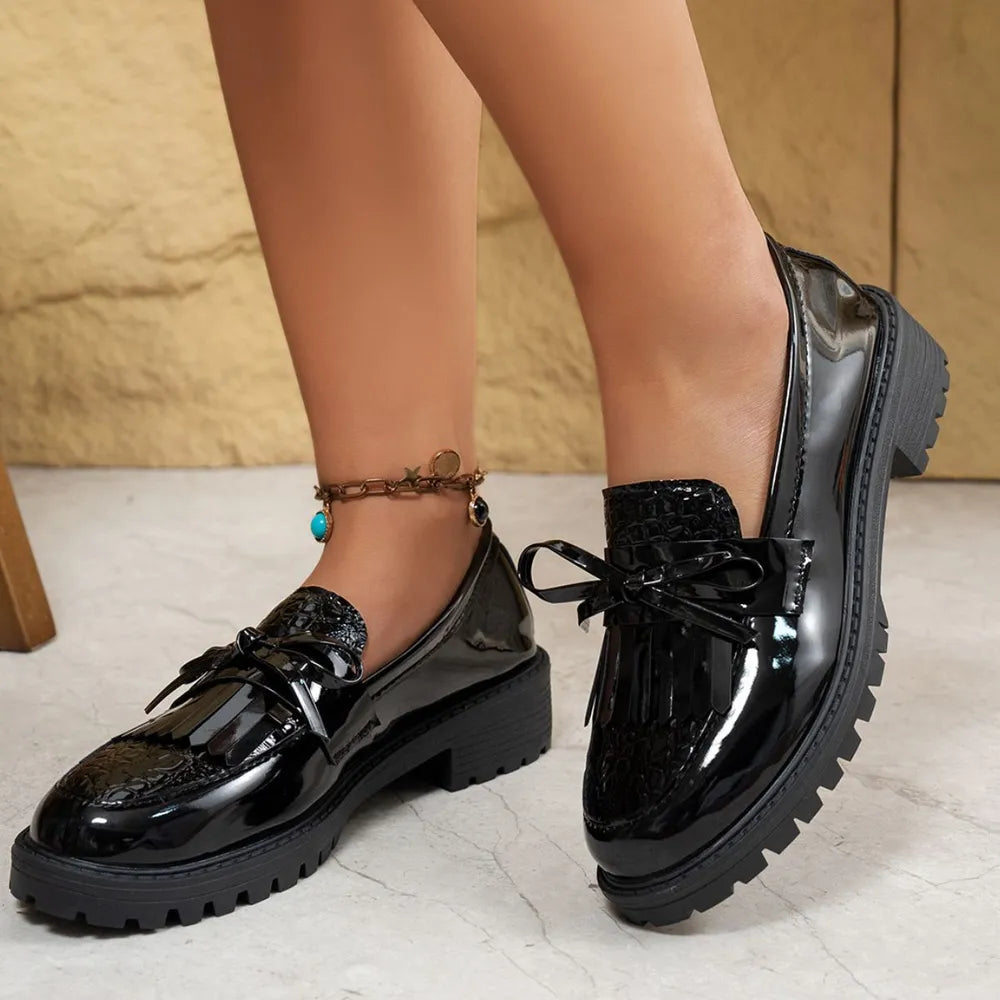 Round Toe Block Heels Loafers