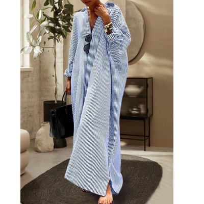 Lorie | Gestreiftes Baggy-Langes Kleid für Damen