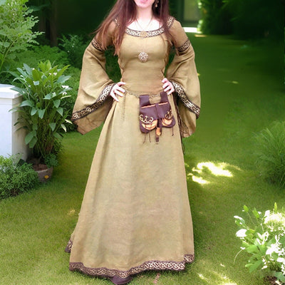 Medieval Renaissance Dress for Women Long Bell Sleeve Gown