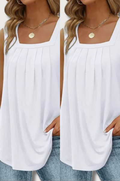 Heidi-Mode | Lässiges Falten Quadrat-Ausschnitt Top