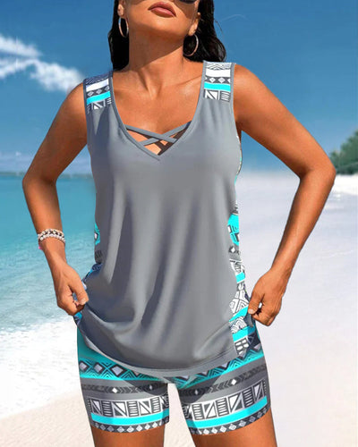 Helena - Tankini mit geometrischem Muster und V-Ausschnitt