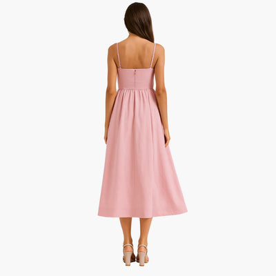 Midikleid Ärmelloses - Sommerkleid für Damen mit Faltenrock
