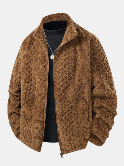 Elwood – Geometrische Jacquard Teddy Jacke