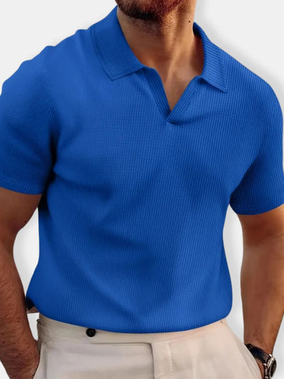 Herren Rippenstrick Polo Hemd | Kurzarm
