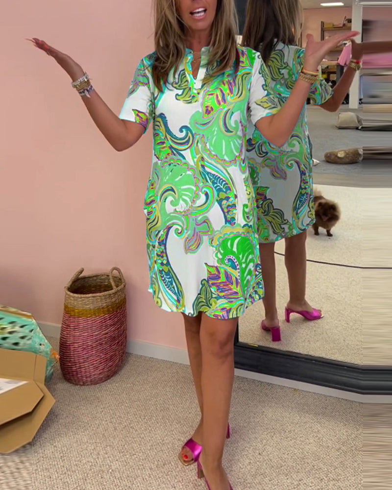 Damen Bedrucktes lässiges Sommer Ibiza Kleid | Mini