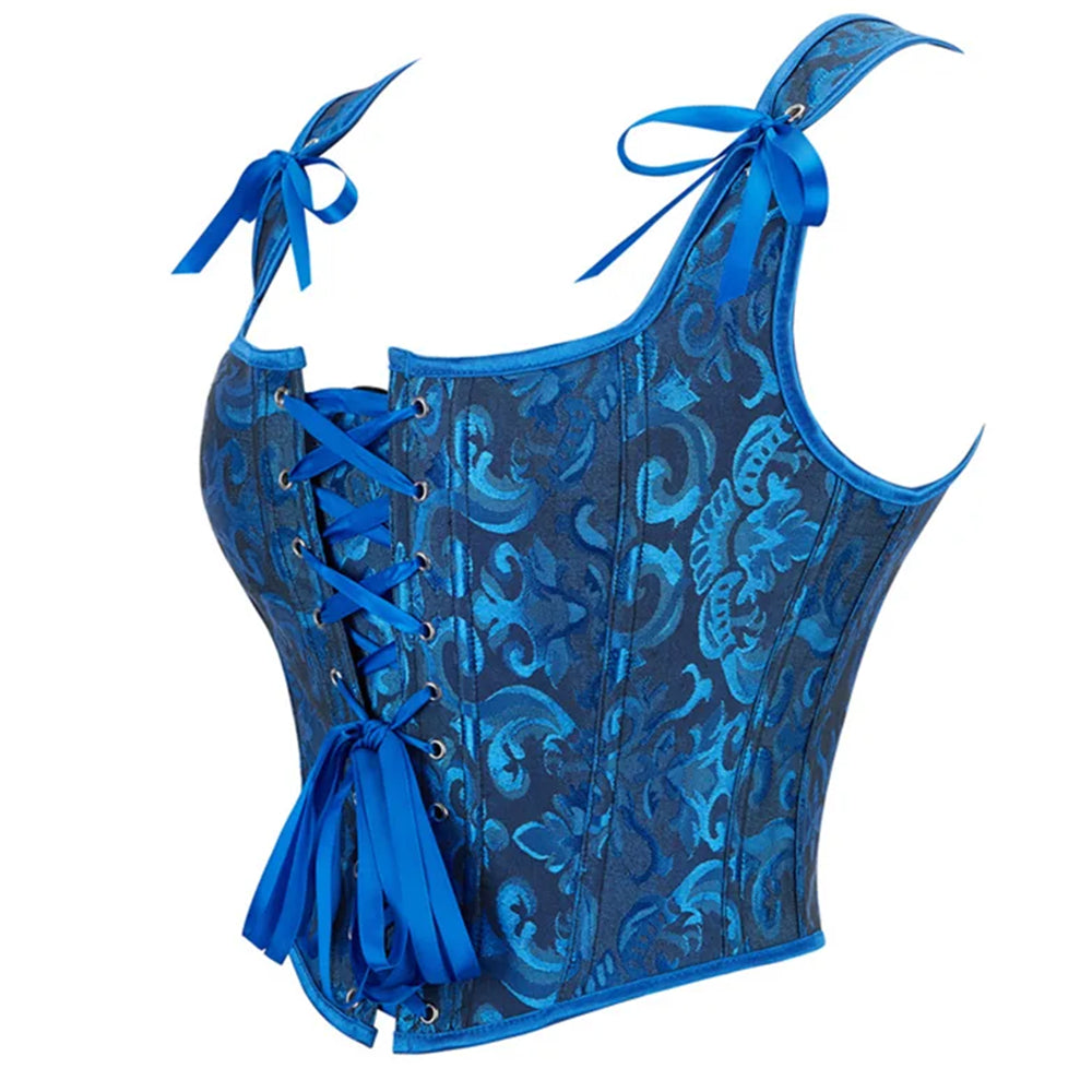 Retro Jacquard Lace-up U-back Corset