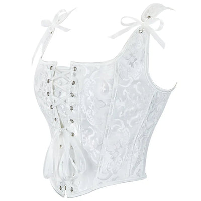 Retro Jacquard Lace-up Corset U-back Vest