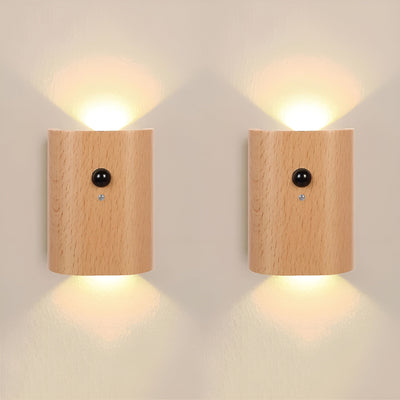 LED Wandleuchte aus Holz – Mit Bewegungssensor & USB | Für Flur & Treppe