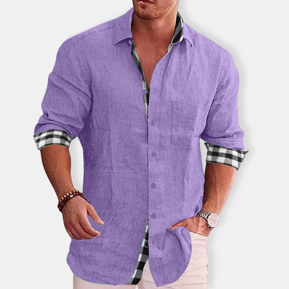 Herren Lässig Knopf Daunen Hemd | Langarm