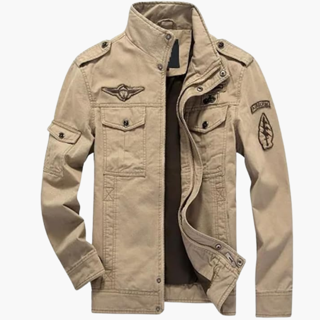 Herren Militärjacke mit Reißverschluss und Pattentaschen