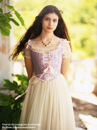 Retro Jacquard Lace-up U-back Corset