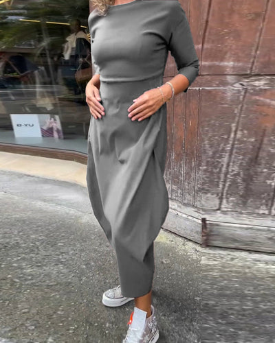 Elegantes Langarmkleid mit Taschen für Damen