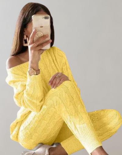 Heidi-Mode | Stilvolle Strick-Komfortset - Pullover + Hose