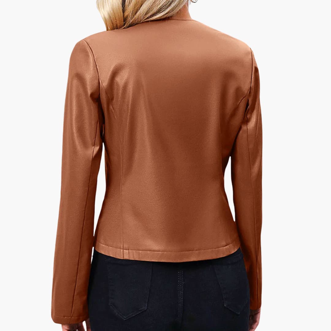 Damen Bikerjacke mit Rundhalsausschnitt und Reißverschluss