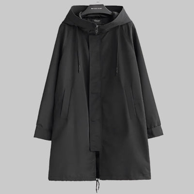Regenjacke für Herren | Lange Übergangsjacke mit Kapuze