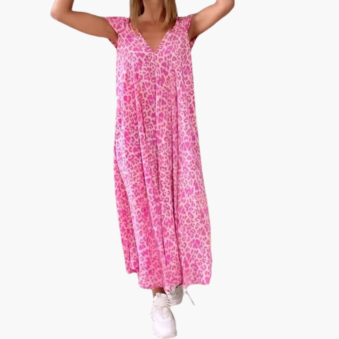 Leo Maxikleid für Damen – V-Ausschnitt und lockere Passform