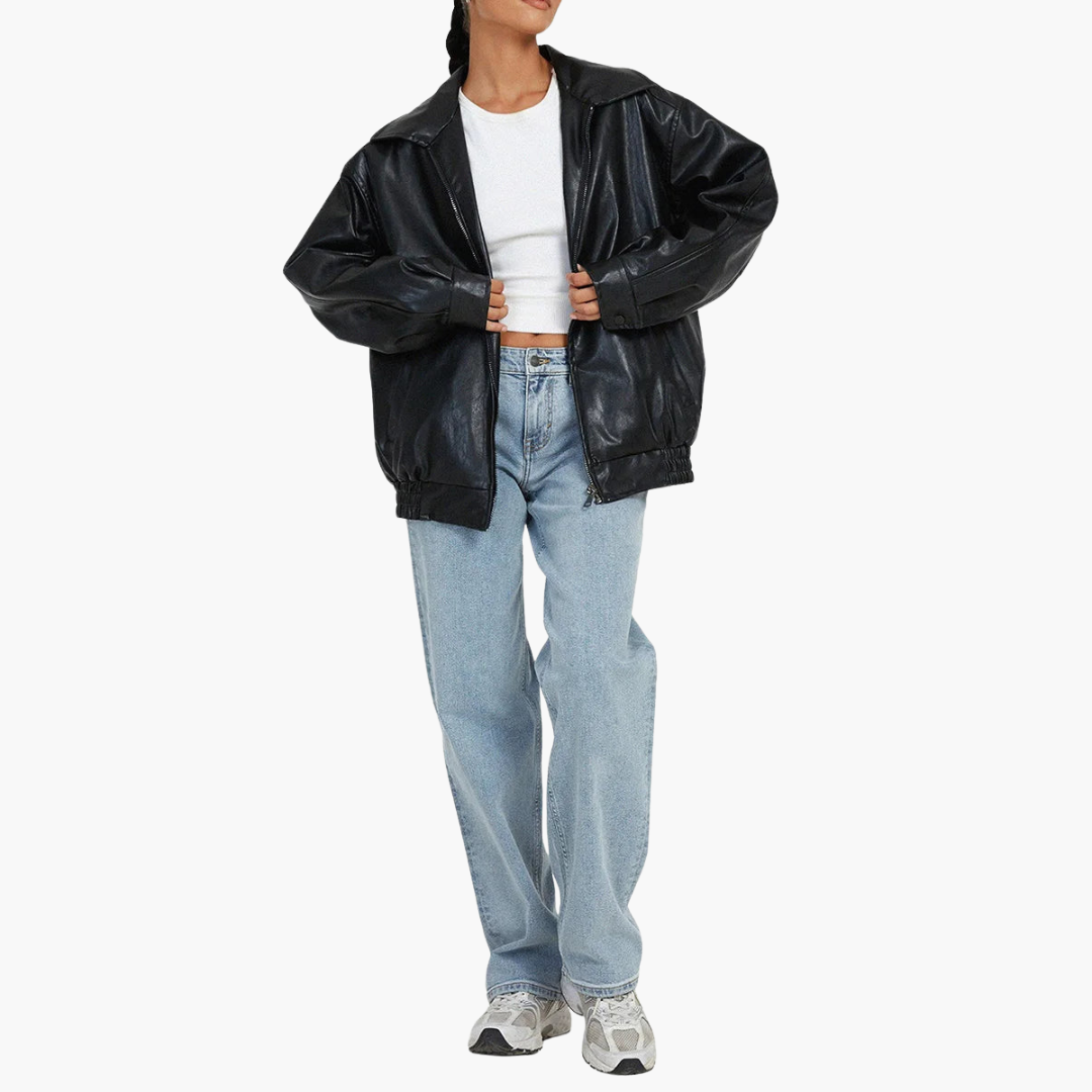 Damen Bomberjacke mit Reißverschluss und Seitentaschen