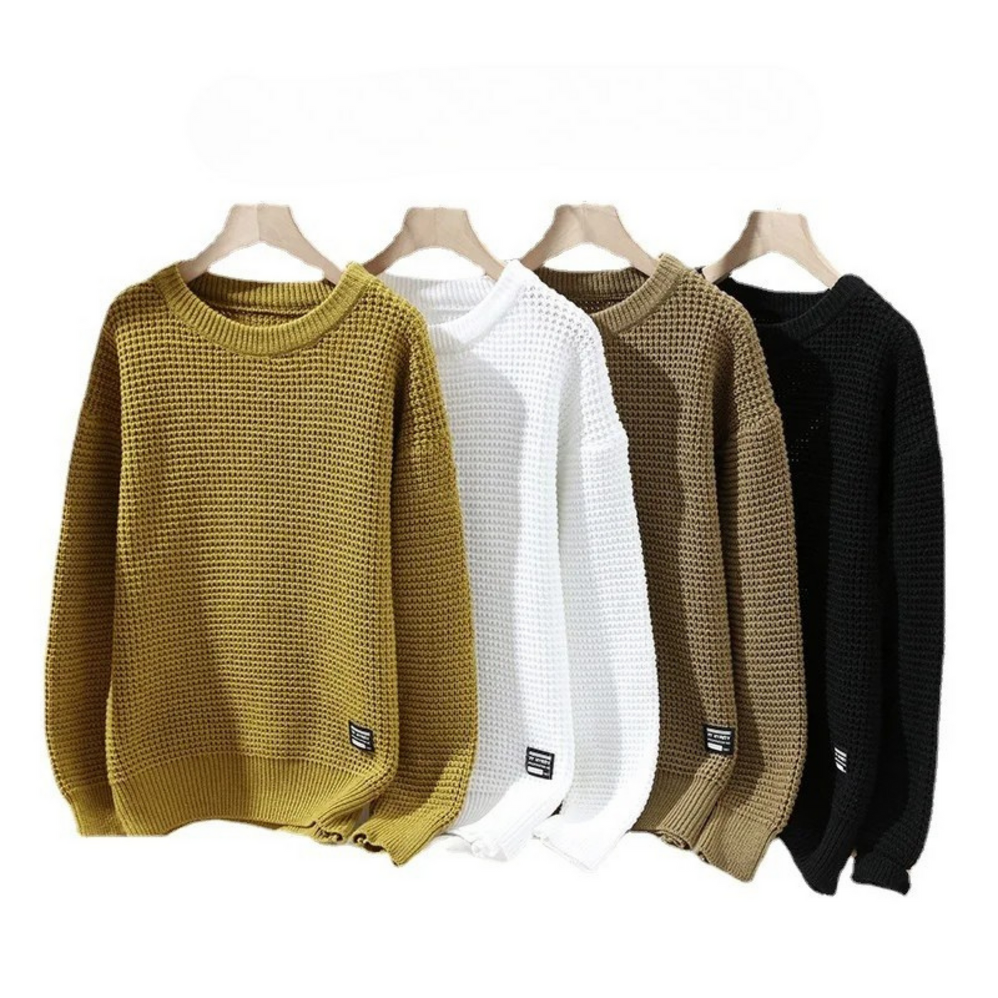 Henning – Waffelgestrickter Pullover Mit Langen Ärmeln