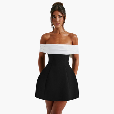 Elegantes schwarzes Kleid für Damen mit Schleifen-Detail hinten