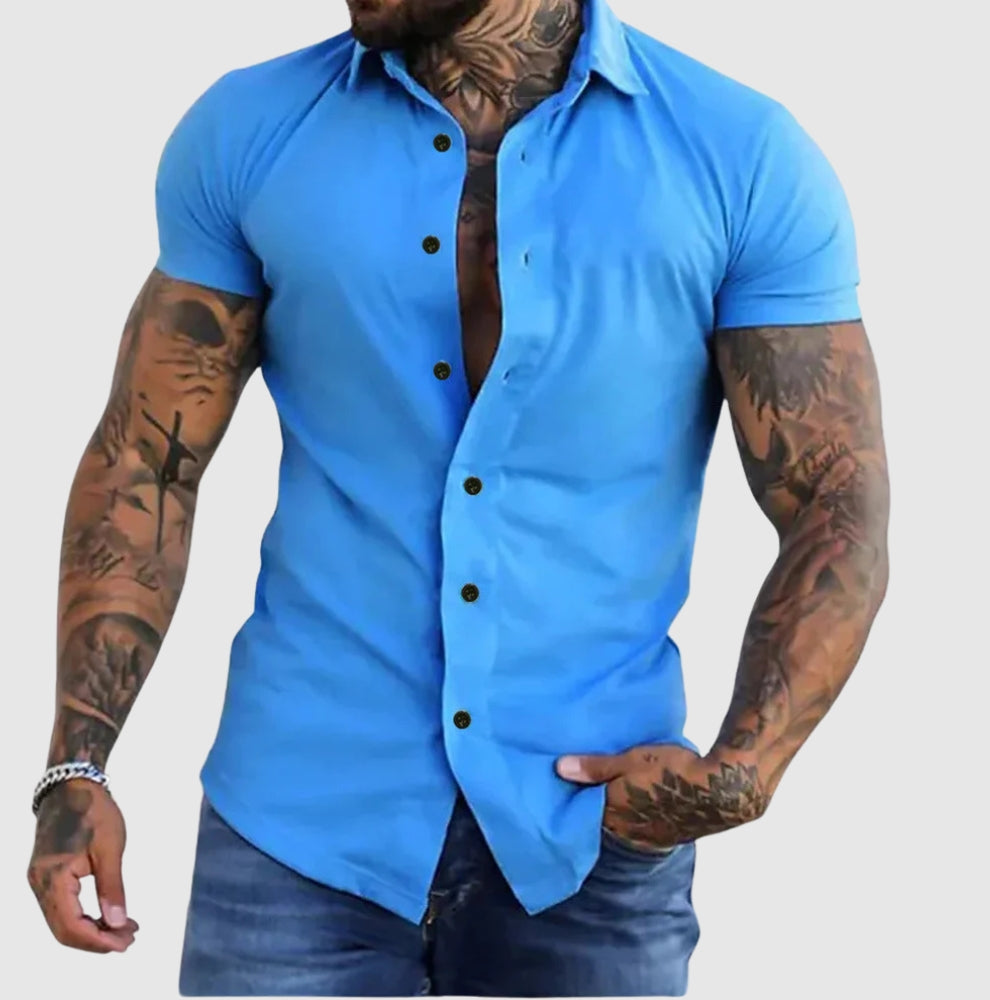 Herren Lässiges Kurzarm Hemd | Slim Fit