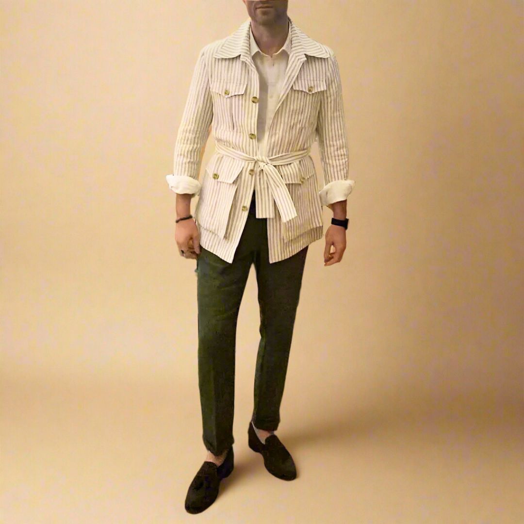 Davion – Lässiges Hemd Mit Gürtel Und Mehreren Taschen