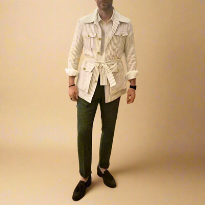 Davion – Lässiges Hemd Mit Gürtel Und Mehreren Taschen