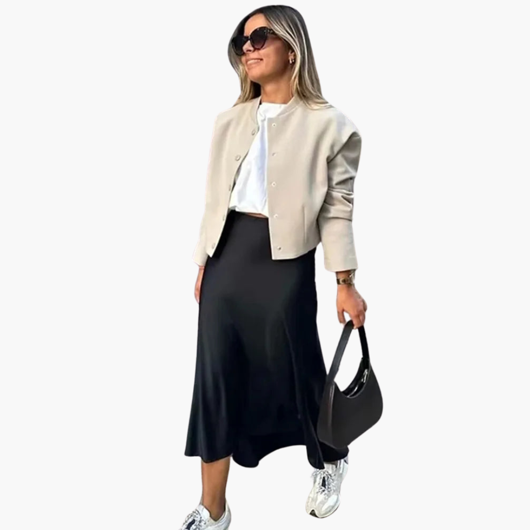 Fließender Satin-Midirock für Damen