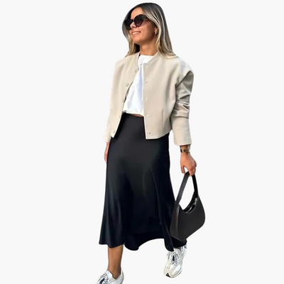 Fließender Satin-Midirock für Damen