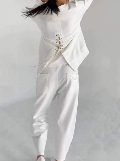 CASUAL RUNDHALS-ZWEITEILER MIT LANGARM