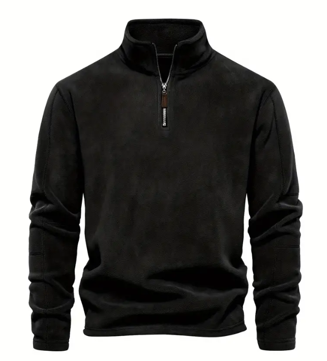 Kordpullover mit halbem reißverschluss